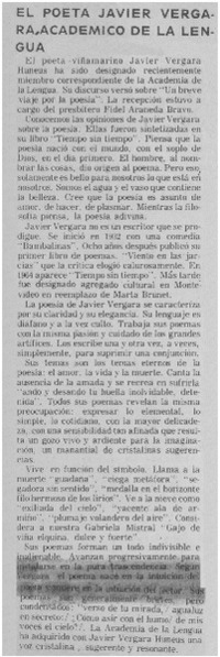 El poeta Javier Vergara, académico de la lengua El poeta Javier Vergara, académico de la lengua
