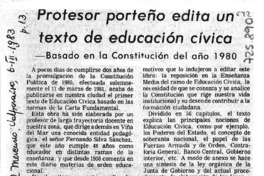 Profesor porteño edita un texto de educación cívica. Profesor porteño edita un texto de educación cívica.