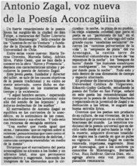 Antonio Zagal, voz nueva de la poesía aconcagüina. Antonio Zagal, voz nueva de la poesía aconcagüina.