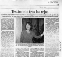 Testimonio tras las rejas Testimonio tras las rejas