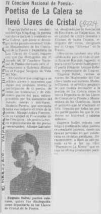 Poetisa de La Calera se llevó Llaves de Cristal. Poetisa de La Calera se llevó Llaves de Cristal.