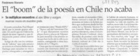 El "boom" de la poesía en Chile no acaba. El "boom" de la poesía en Chile no acaba.