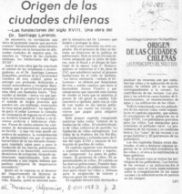 Origen de las ciudades chilenas Origen de las ciudades chilenas