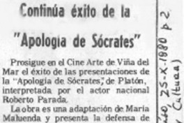 Continúa éxito de la "Apología de Sócrates". Continúa éxito de la "Apología de Sócrates".