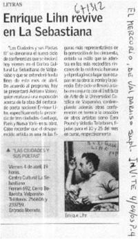 Enrique Lihn revive en La Sebastiana. Enrique Lihn revive en La Sebastiana.