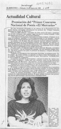 Premiación del "Primer Concurso Nacional de Poesía El Mercurio" Premiación del "Primer Concurso Nacional de Poesía El Mercurio"