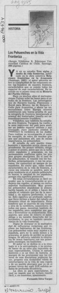 Los pehuenches en la vida fronteriza Los pehuenches en la vida fronteriza