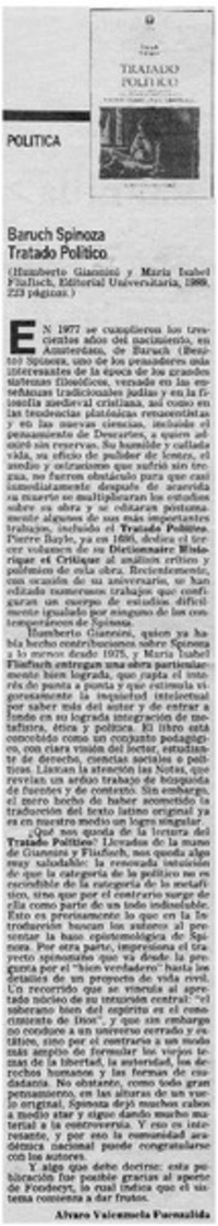 Baruch Spinoza, "Tratado político" Baruch Spinoza, "Tratado político"