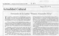 Fernando de la Lastra, "Premio Alejandro Silva" Fernando de la Lastra, "Premio Alejandro Silva"