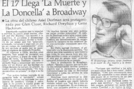 El 17 llega "La muerte y la doncella" a Broadway El 17 llega "La muerte y la doncella" a Broadway
