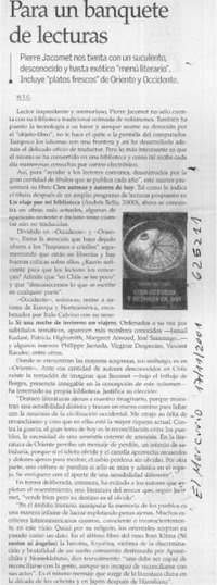 Para un banquete de lecturas Para un banquete de lecturas