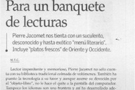 Para un banquete de lecturas Para un banquete de lecturas