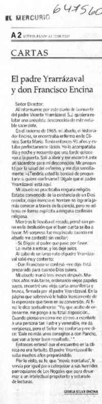 El padre Yrarrázaval y don Francisco Encina El padre Yrarrázaval y don Francisco Encina
