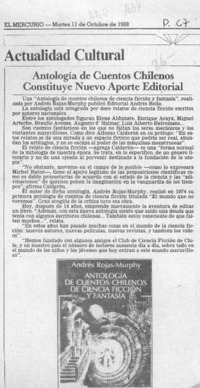 Antología de cuentos chilenos constituye nuevo aporte editorial Antología de cuentos chilenos constituye nuevo aporte editorial