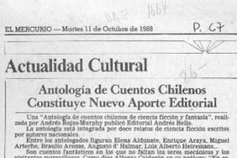 Antología de cuentos chilenos constituye nuevo aporte editorial Antología de cuentos chilenos constituye nuevo aporte editorial