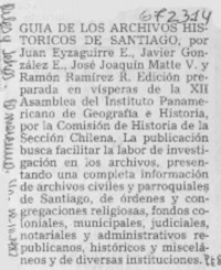 Guía de los archivos históricos de Santiago. Guía de los archivos históricos de Santiago.