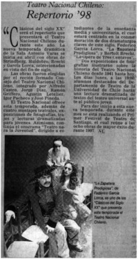 Teatro Nacional Chileno : repertorio '98 Teatro Nacional Chileno : repertorio '98