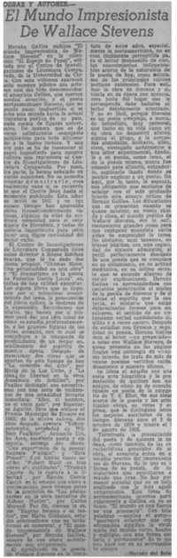 El mundo impresionista de Wallace Stevens El mundo impresionista de Wallace Stevens
