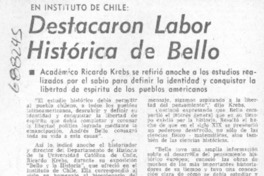 Destacaron labor histórica de Bello. Destacaron labor histórica de Bello.