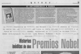 Historias inéditas de dos Premios Nobel Historias inéditas de dos Premios Nobel