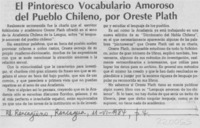 El pintoresco vocabulario amoroso del pueblo chileno, por Oreste Plath El pintoresco vocabulario amoroso del pueblo chileno, por Oreste Plath