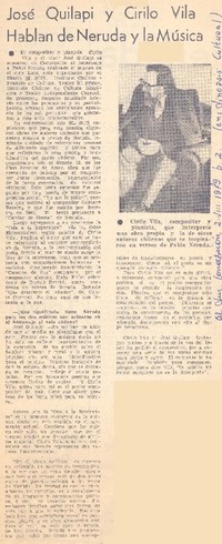 José Quilapi y Cirilo Vila hablan de Neruda y la música. José Quilapi y Cirilo Vila hablan de Neruda y la música.