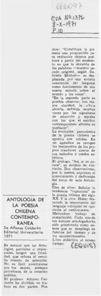 Antología de la poesía chilena contemporánea Antología de la poesía chilena contemporánea
