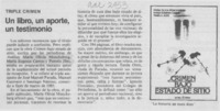 Un libro, un aporte, un testimonio Un libro, un aporte, un testimonio