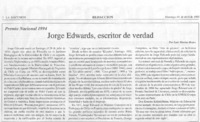 Jorge Edwards, escritor de verdad Jorge Edwards, escritor de verdad