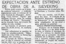 Expectación ante estreno de obra de A. Sieveking. Expectación ante estreno de obra de A. Sieveking.