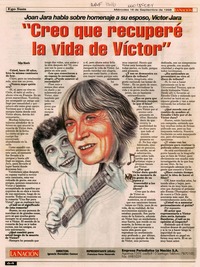 Joan Jara habla sobre homenaje a su esposo, Víctor Jara "Creo que recuperé la vida de Víctor" Joan Jara habla sobre homenaje a su esposo, Víctor Jara "Creo que recuperé la vida de Víctor"