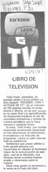 Libro de televisión. Libro de televisión.