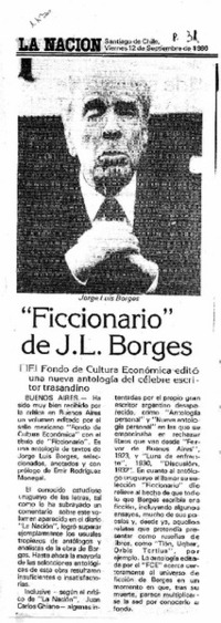 Ficcionario" de J. L. Borges. Ficcionario" de J. L. Borges.