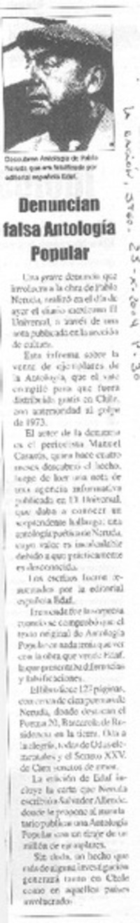 Denuncian falsa Antología Popular Denuncian falsa Antología Popular
