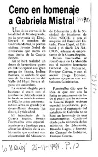 Cerro en homenaje a Gabriela Mistral Cerro en homenaje a Gabriela Mistral