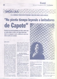 "No pierdo el tiempo leyendo a imitadores de Capote" (entrevista) "No pierdo el tiempo leyendo a imitadores de Capote" (entrevista)