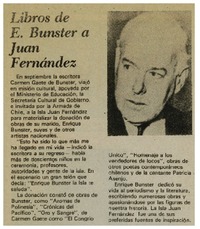Libros de E. Bunster a Juan Fernández. Libros de E. Bunster a Juan Fernández.