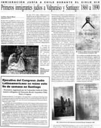 Primeros inmigrantes judíos a Valparaíso y Satiago: 1860-1890. Primeros inmigrantes judíos a Valparaíso y Satiago: 1860-1890.