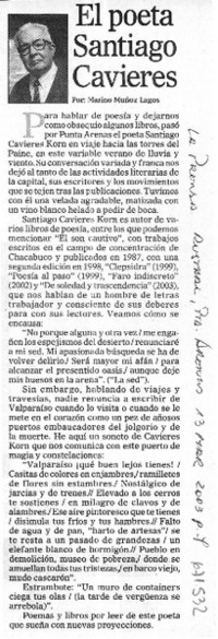 El poeta Santiago Cavieres El poeta Santiago Cavieres