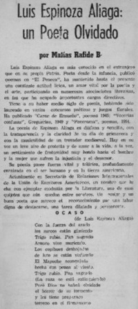 Luis Espinoza Aliaga: un poeta olvidado Luis Espinoza Aliaga: un poeta olvidado