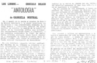 Antología" de Gabriela Mistral Antología" de Gabriela Mistral
