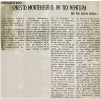 Ernesto Montenegro: mi tío Ventura Ernesto Montenegro: mi tío Ventura