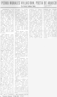 Pedro Morales Villagrán, poeta de Arauco Pedro Morales Villagrán, poeta de Arauco