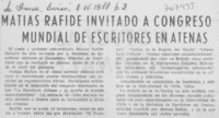 Matías Rafide invitado a congreso mundial de escritores en Atenas. Matías Rafide invitado a congreso mundial de escritores en Atenas.