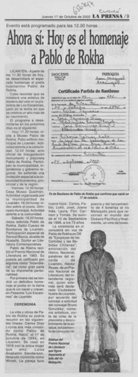 Ahora sí: hoy es el homenaje a Pablo de Rokha. Ahora sí: hoy es el homenaje a Pablo de Rokha.