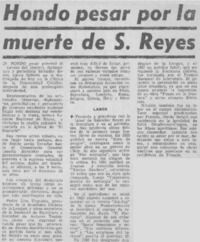Hondo pesar por la muerte de S. Reyes. Hondo pesar por la muerte de S. Reyes.