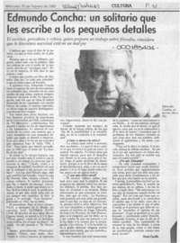 Edmundo Concha, un solitario que le escribe a los pequeños detalles Edmundo Concha, un solitario que le escribe a los pequeños detalles