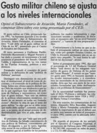 Gasto militar chileno se ajusta a los niveles internacionales Gasto militar chileno se ajusta a los niveles internacionales