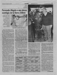 Fernando Alegría o esa eterna nostalgia de la tierra chilena Fernando Alegría o esa eterna nostalgia de la tierra chilena
