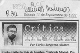 Carlos Calderón Ruiz de Gamboa, "Gabriela Mistral, Premio Nobel de Literatura Carlos Calderón Ruiz de Gamboa, "Gabriela Mistral, Premio Nobel de Literatura